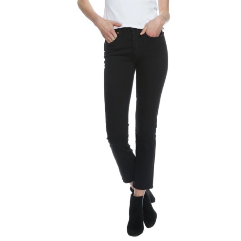RE/DONE high waisted stretch crop black jeans nwot